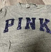 Victorias Secret “Pink” in purple sequin lettering T-Shirt