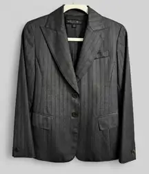 Lafayette 148 preppy dark academia grey striped wool blazer ladies size 2 *flaw