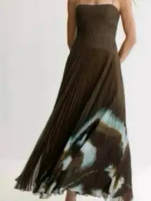 AMUR Sue Pleated Gown tie diy green spaghetti streps Size 4