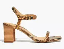 Madewell  The Hollie Ankle Strap Sandal in Snake Embossed Leather Size 8 NEW