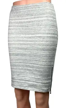 Ann Taylor LOFT Gray Knit Striped Straight Zipper Slit Bodycon Pencil Midi XXSP