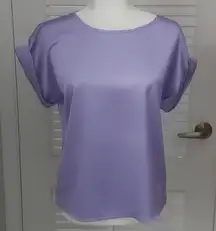SHEIN Purple Crewneck Blouse Short Sleeve XS/2 Casual Pastel Balletcore Cozycore