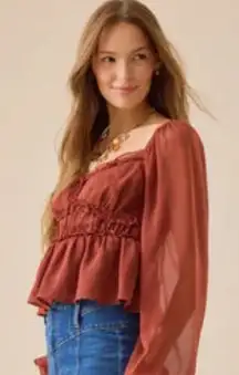 Altar’d State Carolina Ruffle Long Sleeve Babydoll Top Size XXL EUC