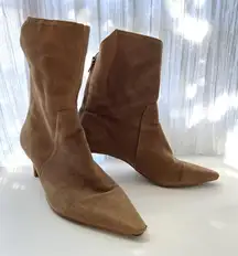 Vince Camuto Leather Mid Shaft Boots Quindele Nutmeg 6.5 M