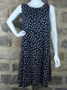 Three Dots Polka Dot‎ Fit & Flare Sleeveless Dress Woman's Size Large Swing Tie