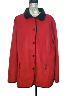 Alfred Dunner Red Trench Coat with Black Accents Size:20W
