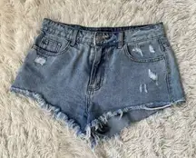 Nasty Gal High Waist Cut Off Distressed Denim Shorts Sz 27