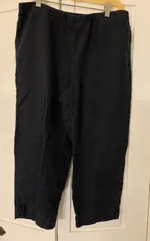 J.JILL Pure Jill Pants Women's SP Linen Black Pull On Crop Beach‎ Coastal READ