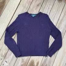 Lauren Ralph Lauren Women's Purple Cable Knit Sweater Size M