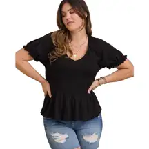 Torrid Cotton Modal Slub Smocked Short Sleeve Babydoll Size 4X NWT