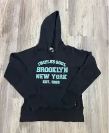 TRIPLES SOUL BROOKLYN NEW YORK EST 1989 Black Hooded Sweatshirt Hoodie L G