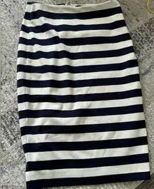 Striped Pencil Skirt Navy Blue and White Zipper Back Size 0 Nautical