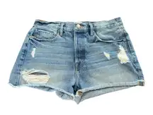FRAME Blue Rigid Re-Release Le Original Distressed Denim Shorts Size 29