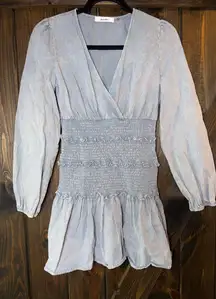 Idem Ditto Smocked Chambray Mini Dress