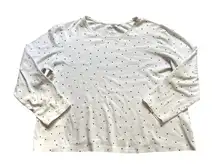 Polka Dot Cotton Top Cozy Winter Layer XL Cream Soft Dainty Preppy Warm Scandi