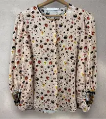 Hunter Bell Silk‎ Brushstroke Animal Print Leopard Finley Blouse Sz S