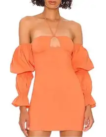 Revolve More To Come Maxine Off The Shoulder Ruffle L/S  Orange Mini Dress Large