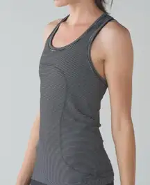 Lululemon Swiftly Tech Racerback Hyper Stripe Black White Size 4