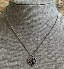 GUC 925 James Avery Retired Written in the Stars Enamel Heart Charm Necklace