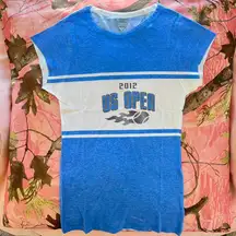 u.s. open 2012 y2k tennis short sleeve stripe fitted baby tee