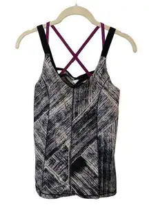 LULULEMON Tank Top‎ Hot To Street Built In Support Bra Black White Luxtreme Sz 8