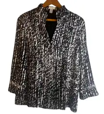 Chicos Peek-a-boo Mesh Zip Up Semi Sheer Dressy Cocktail Jacket Size 2/12-14