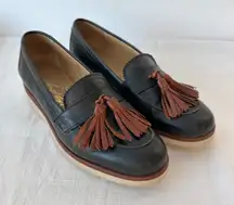 The Frye Company Black Leather Tassel Loafer Shoes Women Sz 7 Brown‎ Classic