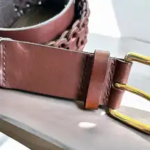 Antonio Melani ladies genuine leather braided boho belt size medium gold buckle