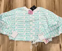 NEW Juicy Couture Forever 21 White and Blue Cropped Sweatshirt Women’s Small