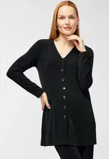 Chico's Travelers‎ Long Sleeve Slinky Liquid Knit Button Up V-Neck Top size 1