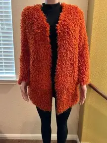 VERTIGO OPEN FRONT FUZZY COAT ORANGE