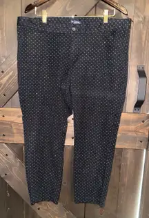 Gap‎ Slim City Crop Pants Size 18 R Black Silver Glitter Pattern Stretch Chino