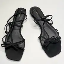 REFORMATION Maya Bow Strappy Flat Strap Sandals in Black S-428 Sz 9.5