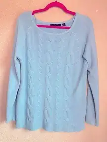 Cyrus Pastel Powder Blue Crewneck Cable Knit Sweater L