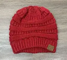 C.C Exclusives Metallic Red Knit Beanie One Size