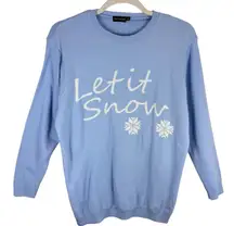 Pretty Little Think Blue White Tight Knit Let It Snow Pullover Sweater Size XXL