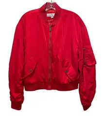 Calvin Klein Jeans Bomber Zip Pocket Jacket Red Women’s Size Large