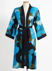 FE Noel x Target Kimono‎ Swim Cover Up Womens Small Blue Abstract Resort Wear