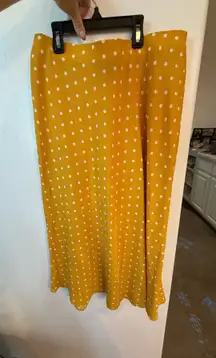 Yellow polka dot midi skirt 