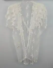 NEW Vintage Victoria's Secret Bridal Lace Bed jacket Sash Short Robe Womens M‎