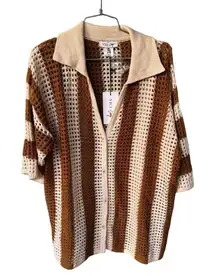 Vici x Caitlyn BRADLEY CROCHET BUTTON DOWN COVER UP TOP NWT M