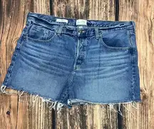Universal Thread Women's Mis Rise 90s Baggy Denim Shorts Blue Size 16 Raw‎ Hem