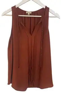 Lily White large sleeveless rust colored rope draw strings vneck large