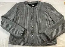 Karl Lagerfeld Paris Black & White Houndstooth Blazer Jacket Decorative Buttons