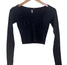 PacSun Long Sleeve Crop Top Black Size Extra Small XS