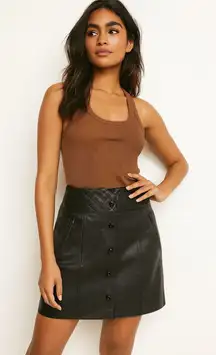 💖KARL LAGERFELD Quilted Leather Button-Up Skirt - black size 4💖