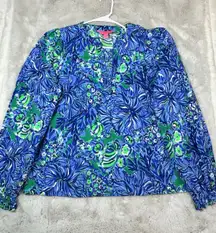 Lilly Pulitzer Coulter Long Sleeve Popover Top Size L Multicolor