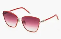 Furla 58mm Gradient Square Sunglasses Shiny Light Gold Red