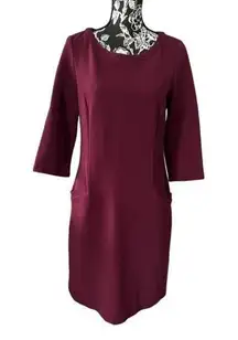 Boden ribbed plum red long sleeve dress casual career dressy size 8 regular