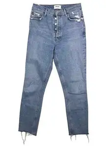 Agolde Nico high rise slim jeans lighter wash with raw hems women’s size 25